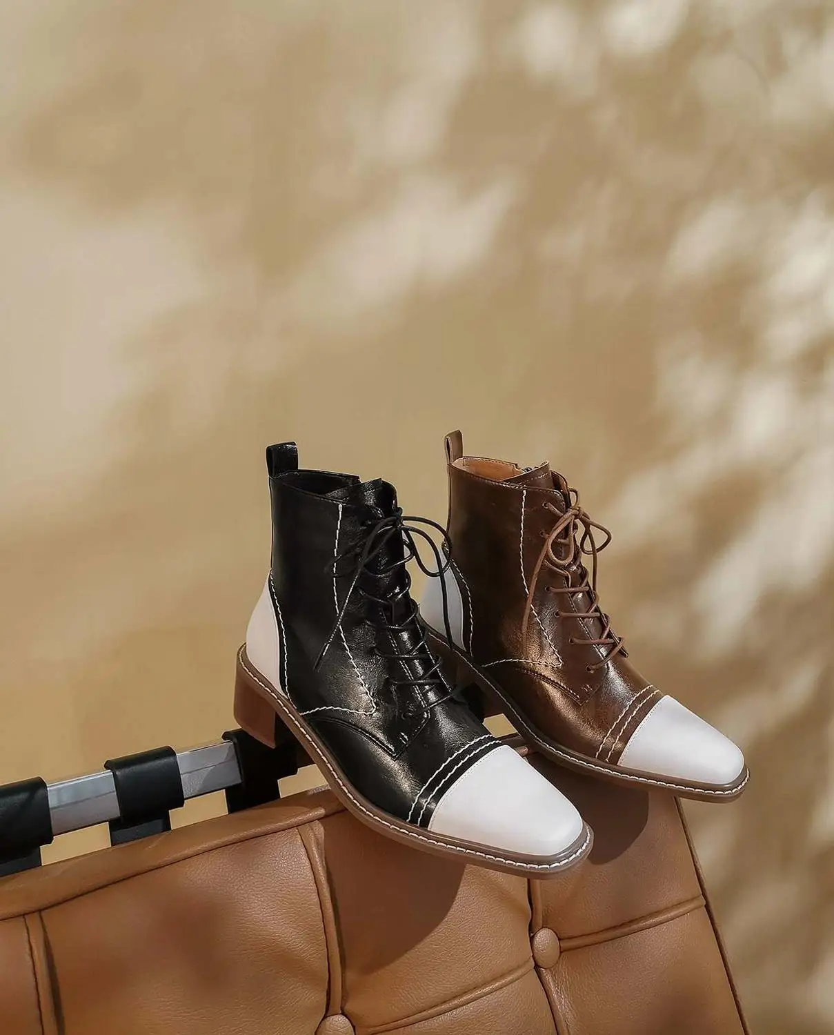 Krazing pot new large size western boots genuine leather mixed colors square toe thick med heel lace up handmade ankle boots L11
Krazing pot new large size western boots genuine leather mixed colors square toe thick med heel lace up handmade ankle boots L11