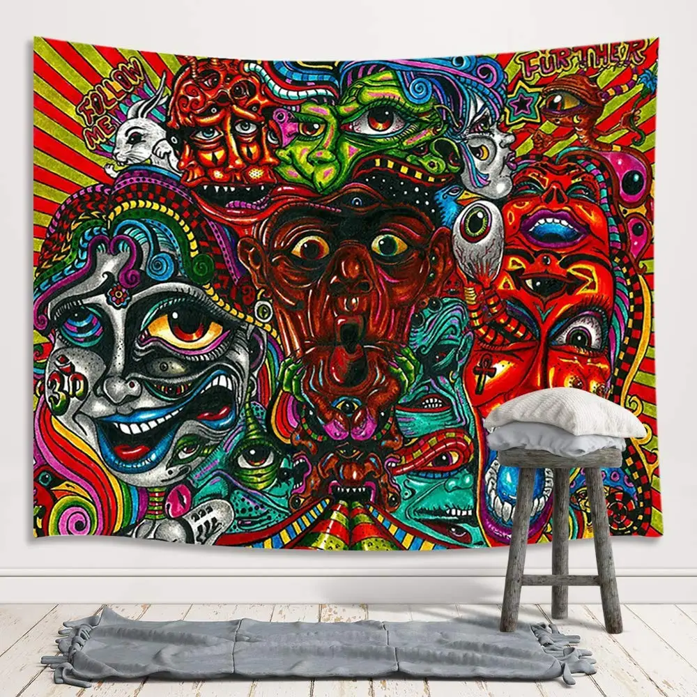 

Abstract Trippy Arabesque Retro Mysterious Pattern Upgrade Tapestries Unique Wall Hanging for Bedroom College Dorm
