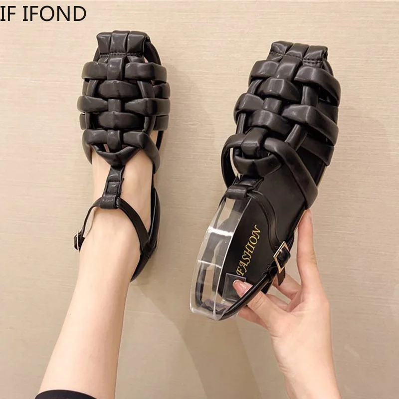 IF IFOND Women Flat Sandals 2021 Summer Casual Cross-Tied Weave Shoes Woman Fashion Leather Round Toe Ankle Strap Ladies Sandals
IF IFOND Women Flat Sandals 2021 Summer Casual Cross-Tied Weave Shoes Woman Fashion Leather Round Toe Ankle Strap Ladies Sandals