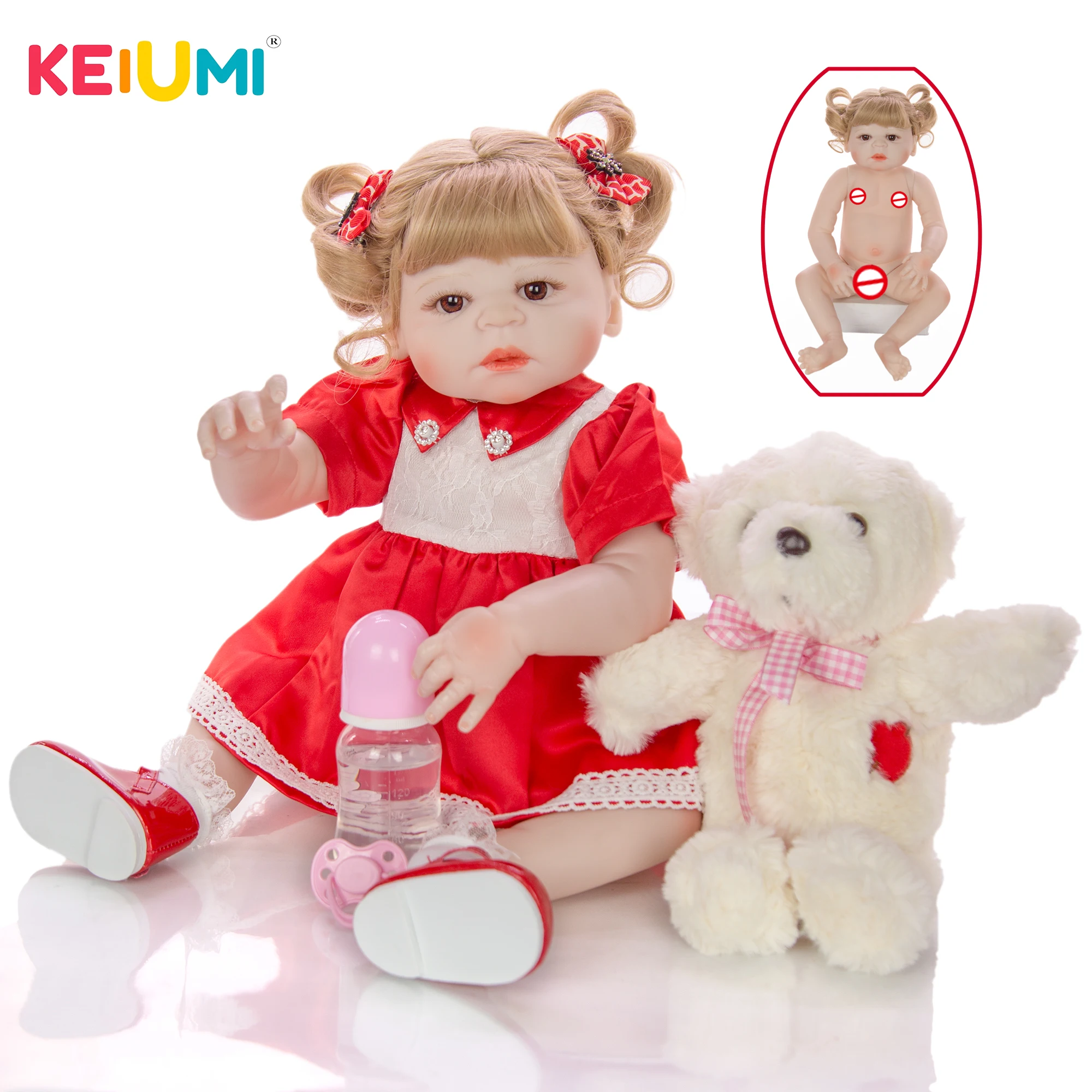 

KEIUMI Cute Toy 22 Inch 55 cm Full Silicone Body Lovely Baby Reborn Toy Reborn Doll Lifelike Kid Playmate Christmas Gift