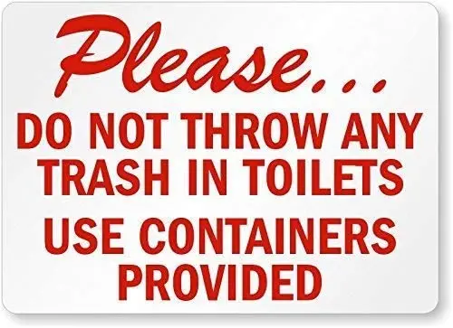 Please, Do Not Throw A Trash in Toilets Use Containers Provided Poster Funny Art Decor Vintage Aluminum Retro Metal Tin Sign
Please, Do Not Throw A Trash in Toilets Use Containers Provided Poster Funny Art Decor Vintage Aluminum Retro Metal Tin Sign