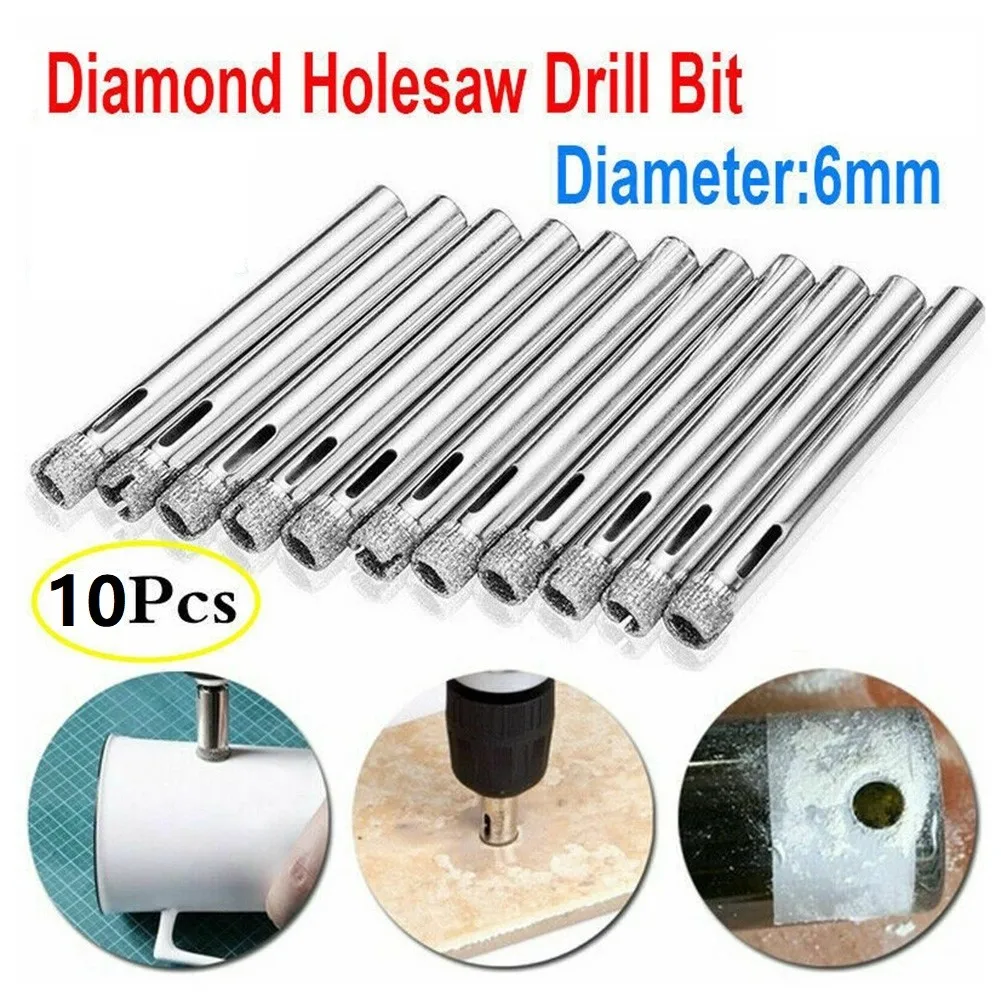 10Pcs 6mm Diamond Coated Drill Bit Tile Ceramic Glass Hole Opener Saws For Glass And Tile Cutter Tool.
10Pcs 6mm Diamond Coated Drill Bit Tile Ceramic Glass Hole Opener Saws For Glass And Tile Cutter Tool.