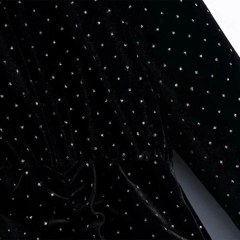 2021 New Spring Fashion Women Street Velvet Long Sleeve Black V Neck Dot Print Temperament Medium Long Length Dress
2021 New Spring Fashion Women Street Velvet Long Sleeve Black V Neck Dot Print Temperament Medium Long Length Dress