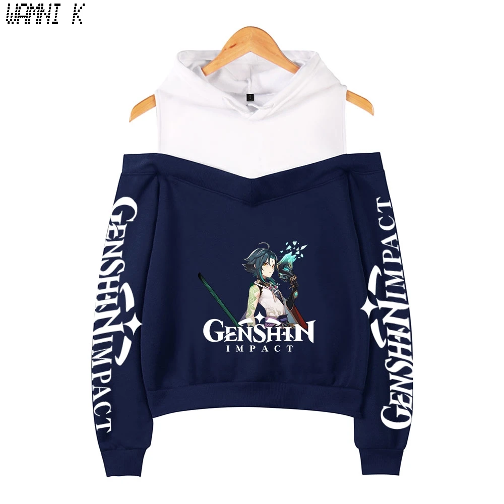 Genshin Impact Crop Shoulder Hoodies Womens Sweatshirts Pullover Off-shoulder Harajuku Girl's Hooded Fashion Oversized Tops
Genshin Impact Crop Shoulder Hoodies Womens Sweatshirts Pullover Off-shoulder Harajuku Girl's Hooded Fashion Oversized Tops