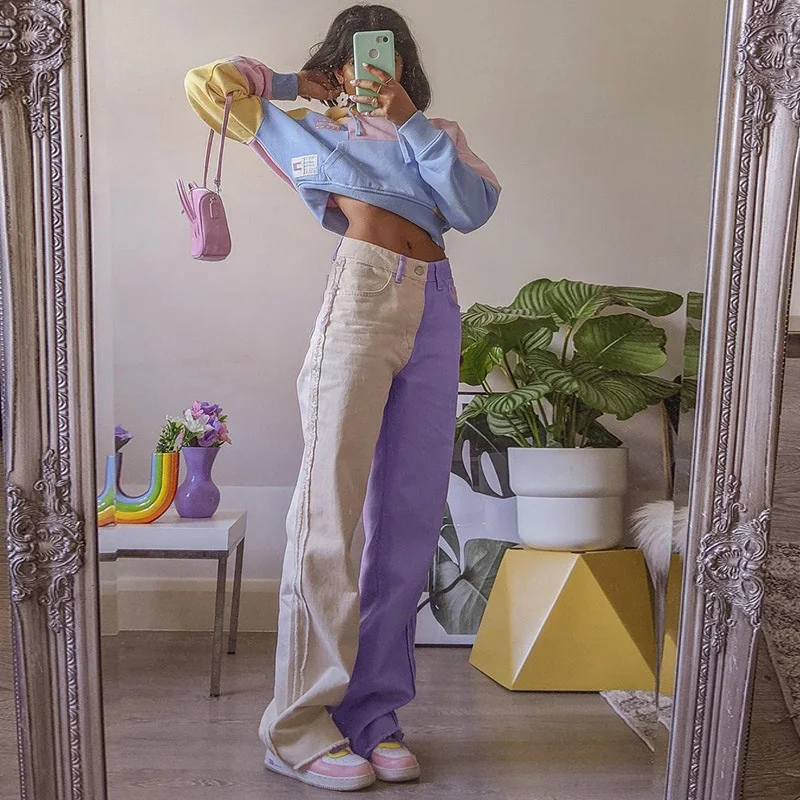 Contrasting Color High-waist Jeans Women Casual Loose Long Wide-leg Pants Street Retro Fashion Streetwear Jogging Sweatpants
Contrasting Color High-waist Jeans Women Casual Loose Long Wide-leg Pants Street Retro Fashion Streetwear Jogging Sweatpants