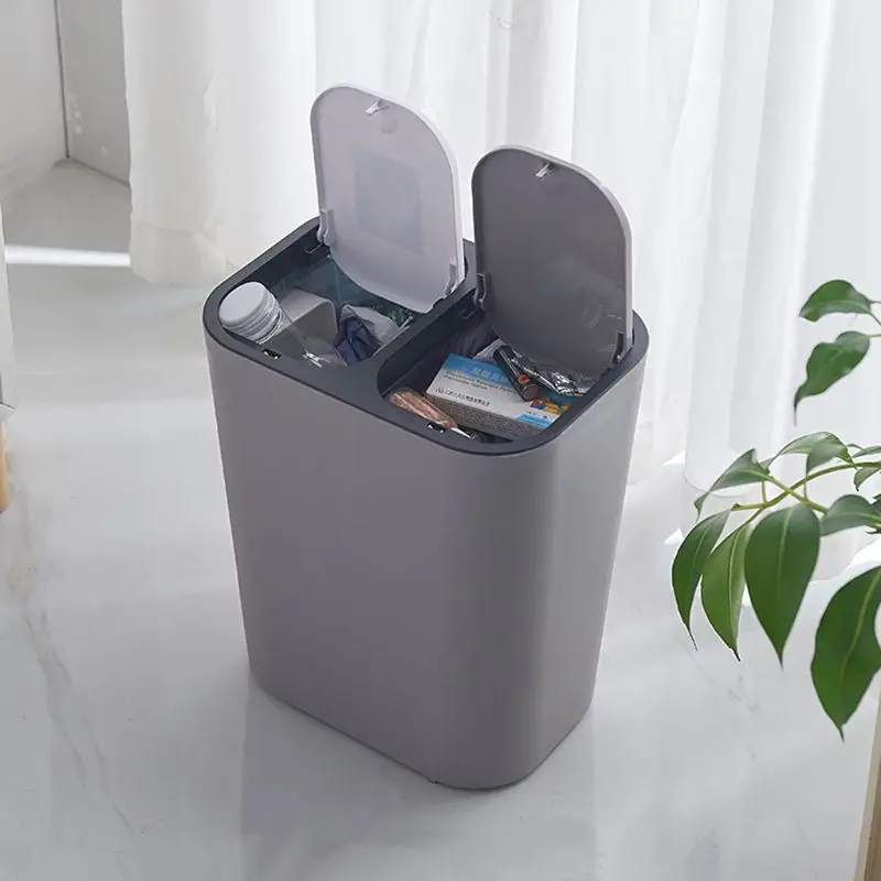 Waste Bin Kitchen Bathroom Dry and Wet Separation Trash Can Double Compartments for Waste Separation Recycling Bin, Grey/white
Waste Bin Kitchen Bathroom Dry and Wet Separation Trash Can Double Compartments for Waste Separation Recycling Bin, Grey/white