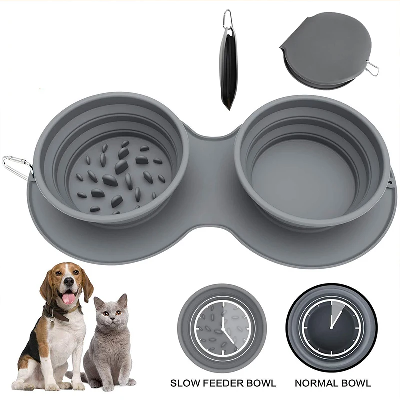 Silicone Foldable Slow Feeder Dog Bowl Outdoor Pet Food Container Portable Double Food Drinking Bowl for Small Large Dogs Stuff
Silicone Foldable Slow Feeder Dog Bowl Outdoor Pet Food Container Portable Double Food Drinking Bowl for Small Large Dogs Stuff