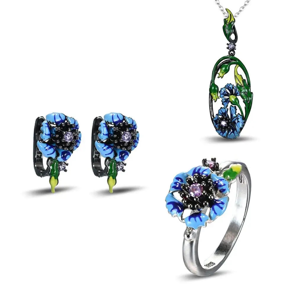 Foydjew Blue Cornflower Jewelry Sets European American Fashion Epoxy Resin Earrings Pendant Necklaces Enamel Color Open Ring Set
Foydjew Blue Cornflower Jewelry Sets European American Fashion Epoxy Resin Earrings Pendant Necklaces Enamel Color Open Ring Set