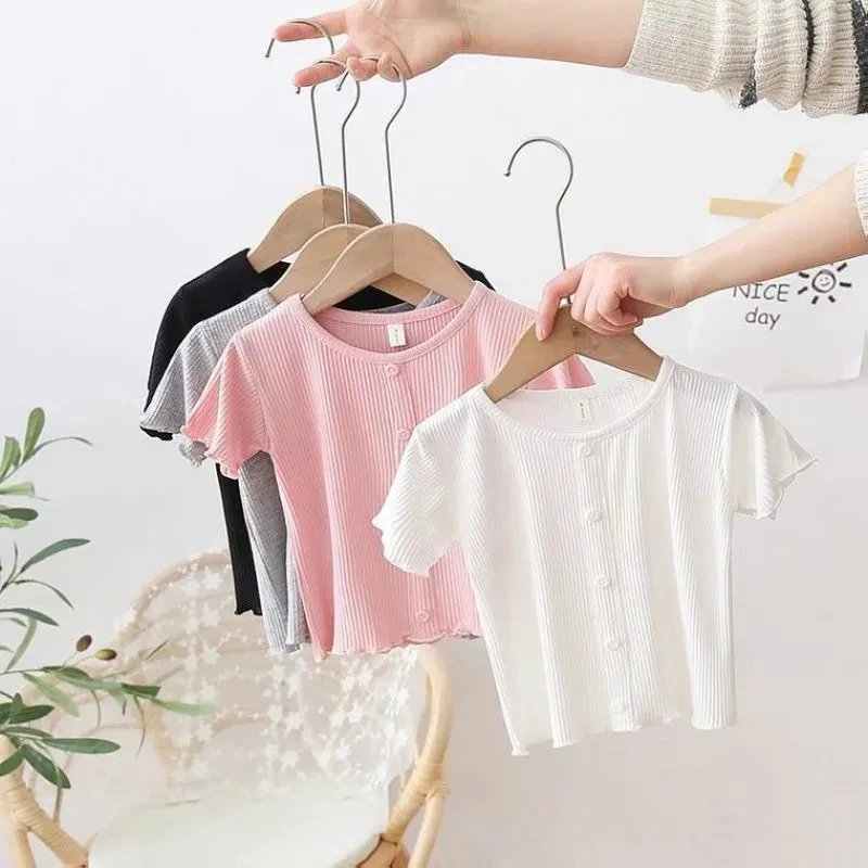 Children's summer girls short sleeve T-shirts children's baby kids girls cotton solid half sleeve tops baby bottom shirts P4 459
Children's summer girls short sleeve T-shirts children's baby kids girls cotton solid half sleeve tops baby bottom shirts P4 459