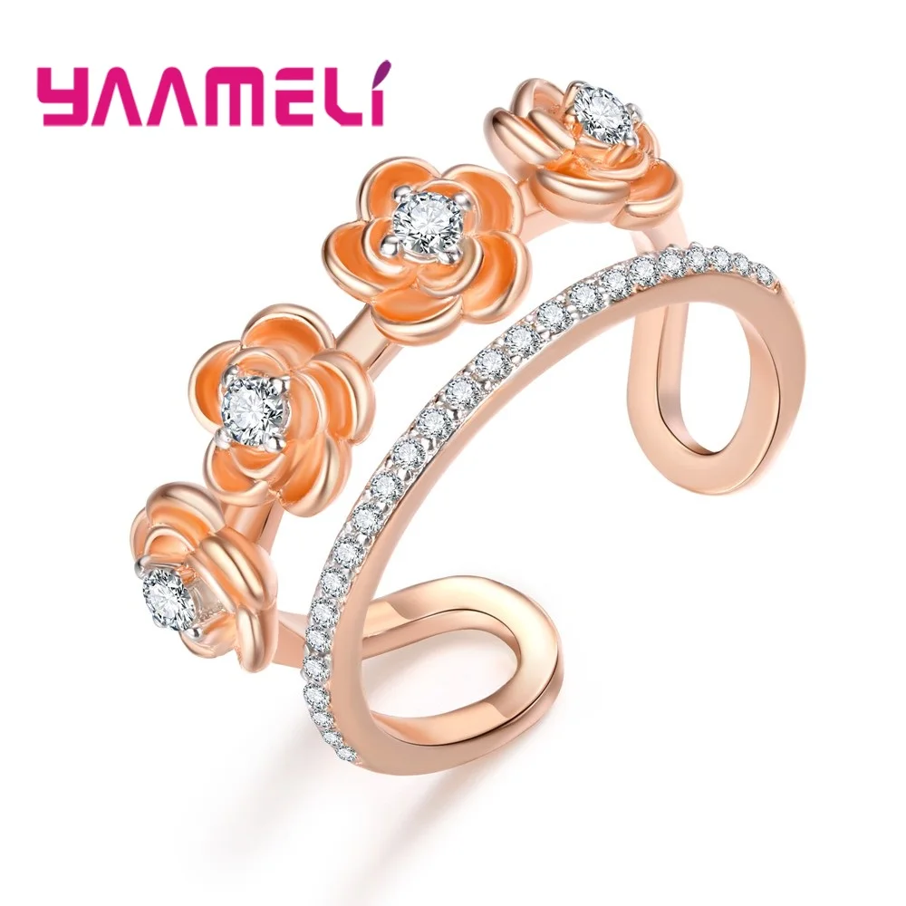 New Sale 925 Sterling Silver Austria Crystal Ring Rose Gold Anel for Women Opening Adjustable Anillo Rose Wedding Accessories 
New Sale 925 Sterling Silver Austria Crystal Ring Rose Gold Anel for Women Opening Adjustable Anillo Rose Wedding Accessories