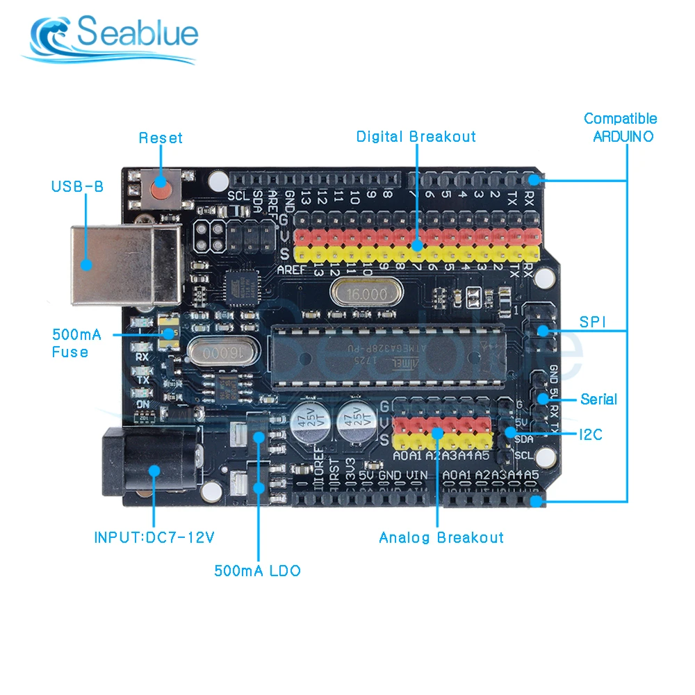 Плата макетная многофункциональная для Arduino R3 PLUS Sensor I/O Shield Atmega328P Atmega16U2
Плата макетная многофункциональная для Arduino R3 PLUS Sensor I/O Shield Atmega328P Atmega16U2