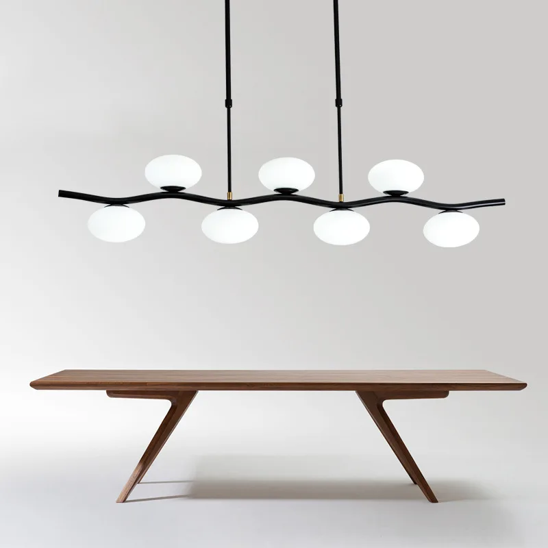 Traditional Black Wave Metal G4 Led Pendant Light Unique Oval Glass Shades Pendant Lamp For Dining Room Adjustable Rod Hang Lamp 
Traditional Black Wave Metal G4 Led Pendant Light Unique Oval Glass Shades Pendant Lamp For Dining Room Adjustable Rod Hang Lamp