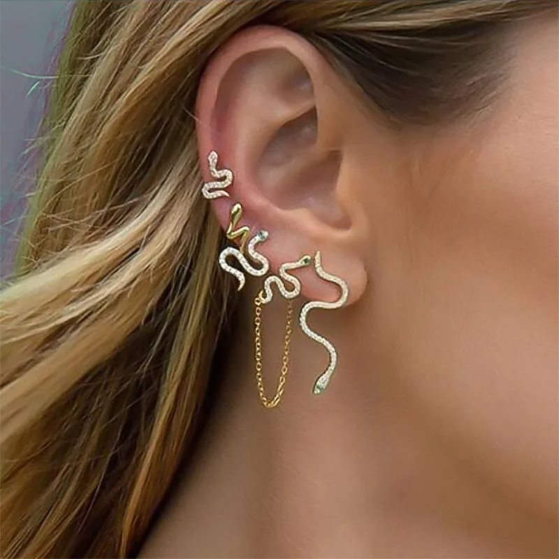 New Personality Five-piece Set Zircon Snake Ladies European And American Punk Creative Animal Snake Earrings
New Personality Five-piece Set Zircon Snake Ladies European And American Punk Creative Animal Snake Earrings