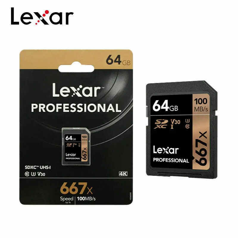 Lexar SD Card 667x SDXC UHS-I 64GB 128GB 256GB Memory Cards SD Up to 100MB/s Read, 90MB/s Write High-speed Camera Original
Lexar SD Card 667x SDXC UHS-I 64GB 128GB 256GB Memory Cards SD Up to 100MB/s Read, 90MB/s Write High-speed Camera Original