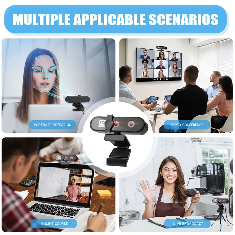 Video Conference Webcam 2K PC Web Camera with Face Recognition Dual Lens Autofocus HD Camera for Computer Live Broadcast
Video Conference Webcam 2K PC Web Camera with Face Recognition Dual Lens Autofocus HD Camera for Computer Live Broadcast
