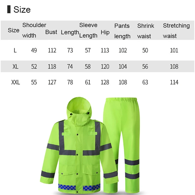 Reflective Rain Suit Hooded Long Sleeve Jacket Pants Kit High Visibility Windproof Waterproof Construction Raincoat Rainwear ./
Reflective Rain Suit Hooded Long Sleeve Jacket Pants Kit High Visibility Windproof Waterproof Construction Raincoat Rainwear ./