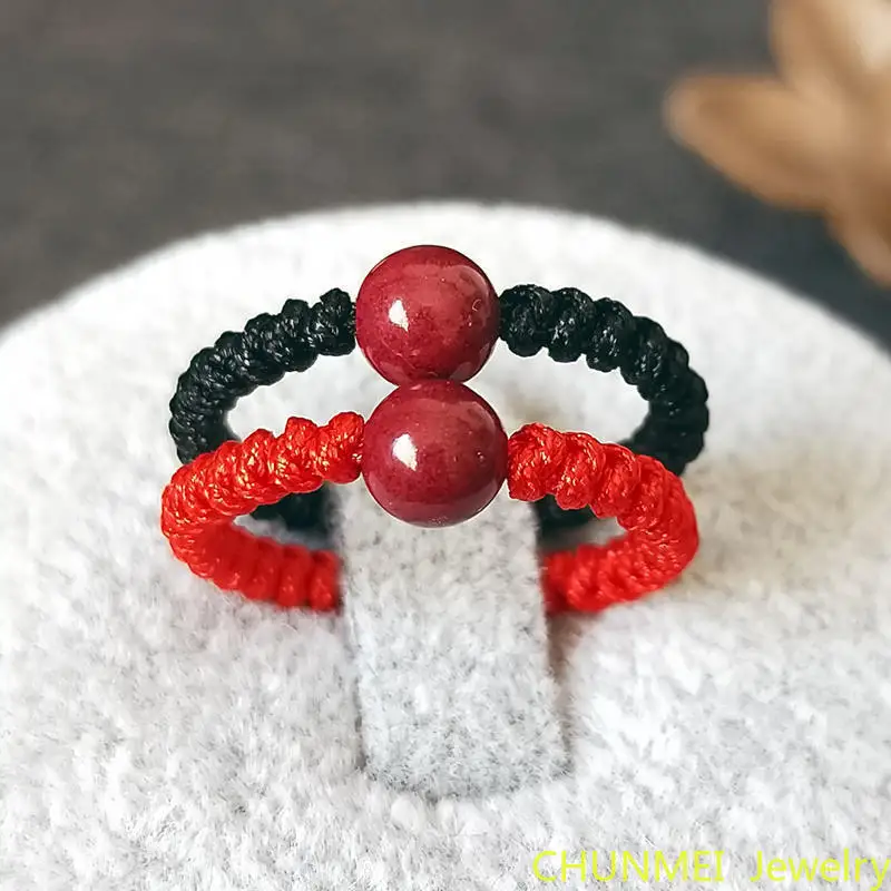 96% Natural Cinnabar Ring Women and Men Weave Red Rope Cattle New National Style Retro Cinnabar 5mm Couple Ring
96% Natural Cinnabar Ring Women and Men Weave Red Rope Cattle New National Style Retro Cinnabar 5mm Couple Ring