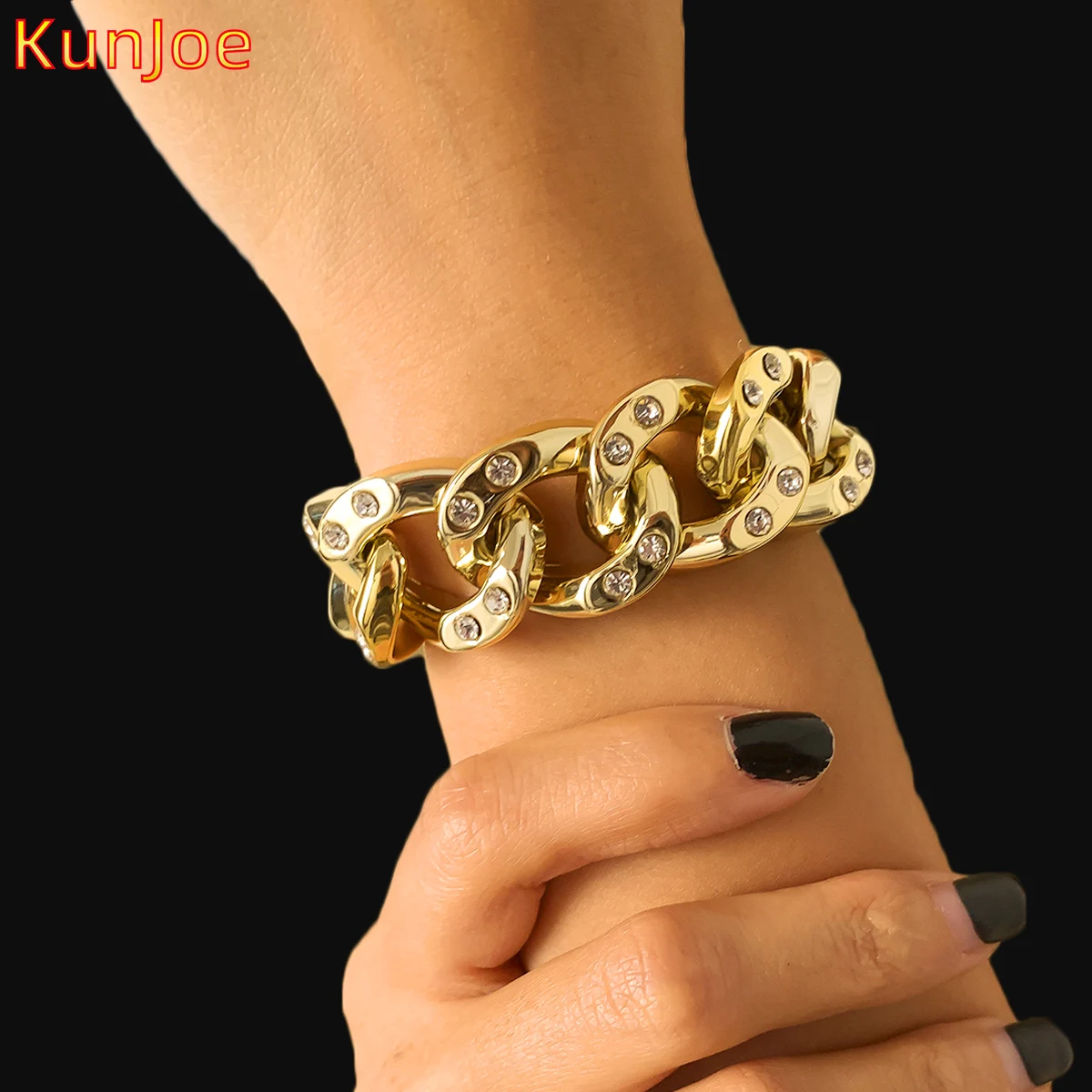 KunJoe Fashion Chunky Thick Cuban Chain Bracelet For Women Exaggerated Hip Hop Bracelets Rapper Charm Bangles Punk Jewelry Gift
KunJoe Fashion Chunky Thick Cuban Chain Bracelet For Women Exaggerated Hip Hop Bracelets Rapper Charm Bangles Punk Jewelry Gift