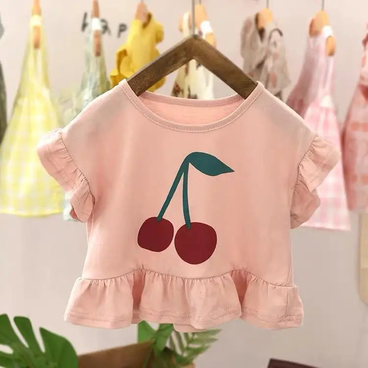 Summer baby kids girls cotton short sleeve T-shirts thin new children's baby girls cherry T-Shirts Tops tee lace t-shirts P4 072
Summer baby kids girls cotton short sleeve T-shirts thin new children's baby girls cherry T-Shirts Tops tee lace t-shirts P4 072