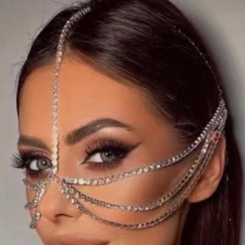 Luxury Silver Wedding Bridal Hair Chain Jewelry Multilayer Fringe Hair Accessories for Women Rhinestone Crystal Headpiece Mask
Luxury Silver Wedding Bridal Hair Chain Jewelry Multilayer Fringe Hair Accessories for Women Rhinestone Crystal Headpiece Mask