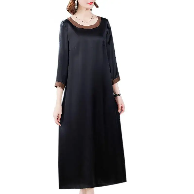 Silk Gauze Pure Black Dress 2021 Spring New Round Neck Mulberry Silk Loose Robe
Silk Gauze Pure Black Dress 2021 Spring New Round Neck Mulberry Silk Loose Robe