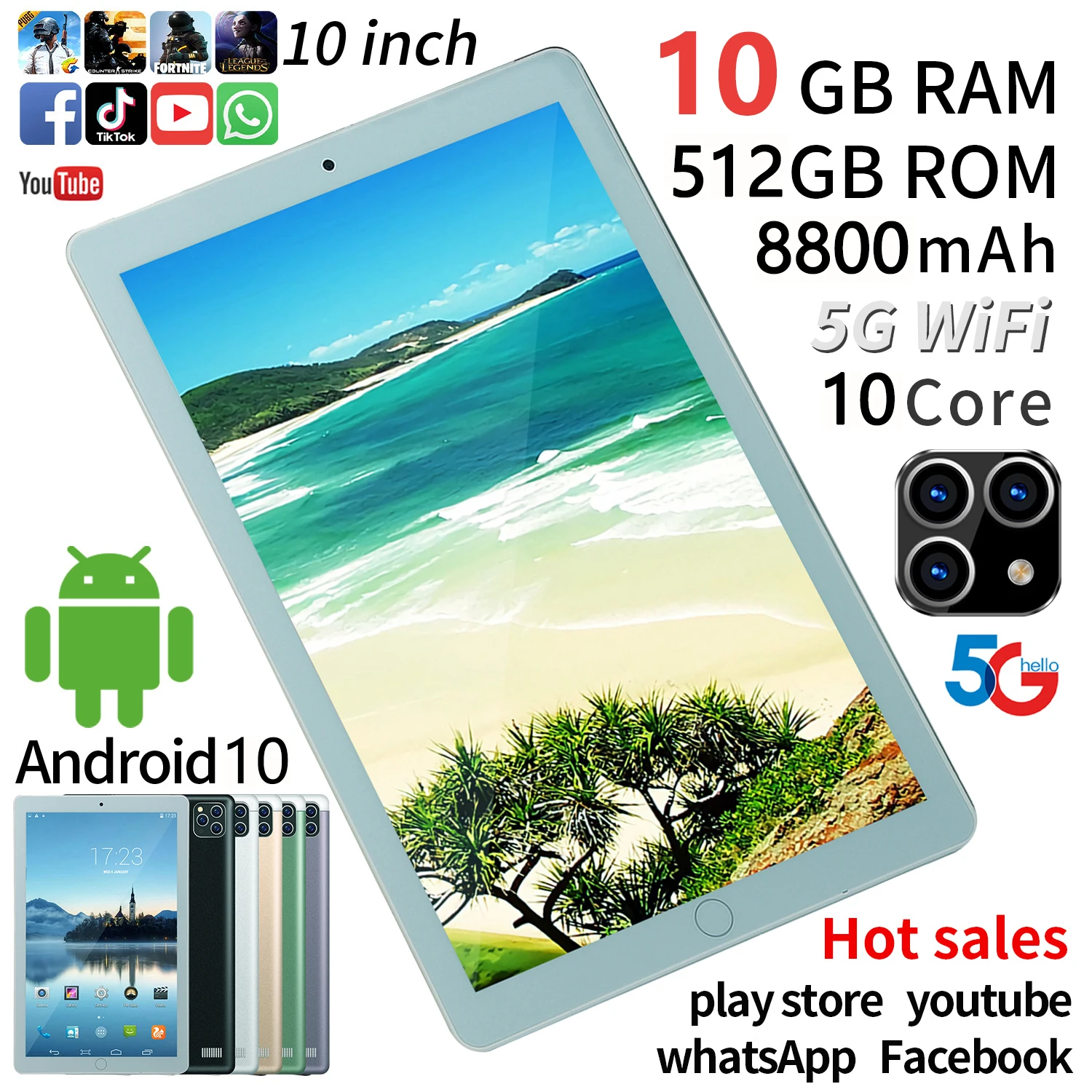 S11 10.1'' Tablet 2560*1600 IPS 10GB RAM 512GB ROM 4G Network Dual SIM Ten Core Tablets PC Android 10 Dual Wifi
S11 10.1'' Tablet 2560*1600 IPS 10GB RAM 512GB ROM 4G Network Dual SIM Ten Core Tablets PC Android 10 Dual Wifi