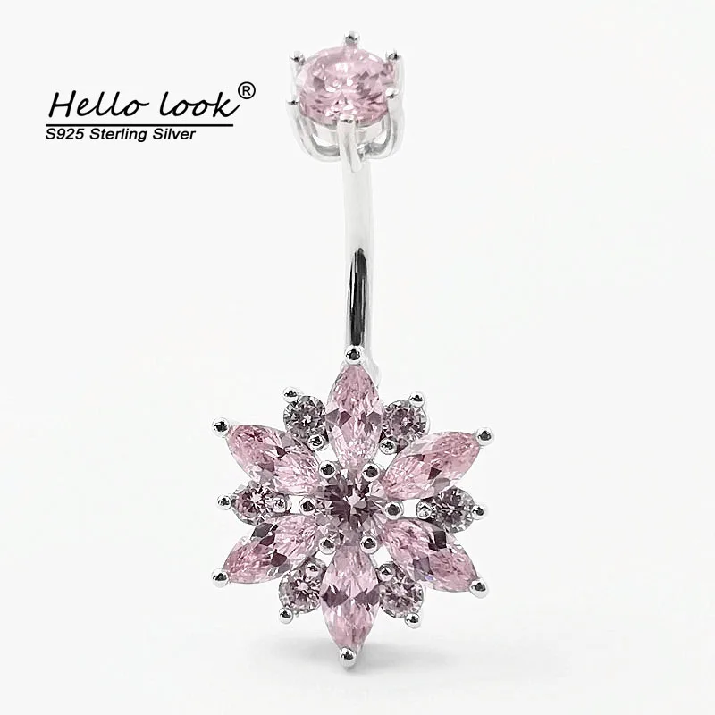 HelloLook 925 Sterling Silver Belly Piercing Button Bar Ring Pink Flower CZ Navel Piercing Jewelry Summer Romantic Gift
HelloLook 925 Sterling Silver Belly Piercing Button Bar Ring Pink Flower CZ Navel Piercing Jewelry Summer Romantic Gift