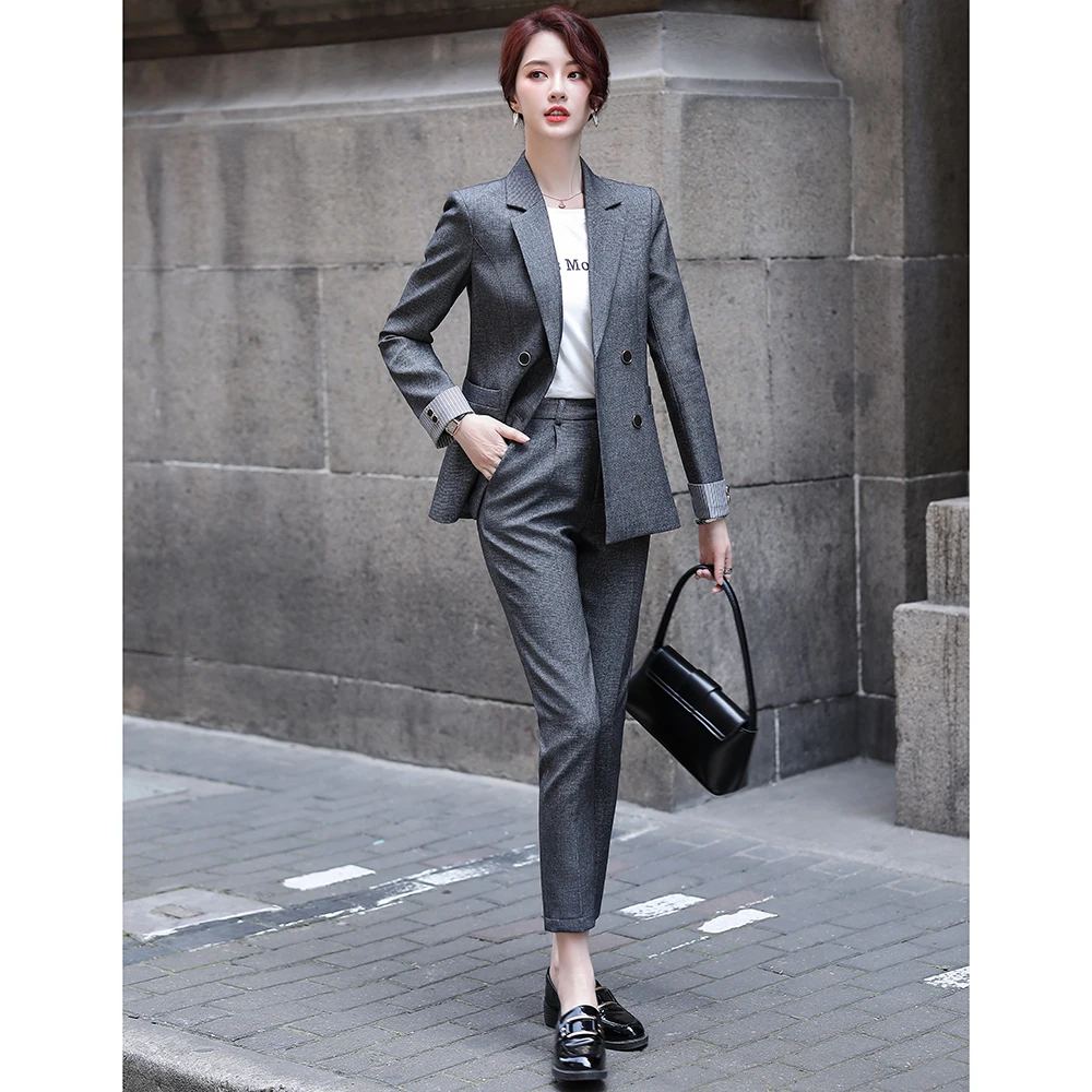 Autumn Elegant Ladies Pants Suits Business Long Sleeve Casual Blazer and Pants Office Wear Double Breasted Jacket Trouser Suit 
Autumn Elegant Ladies Pants Suits Business Long Sleeve Casual Blazer and Pants Office Wear Double Breasted Jacket Trouser Suit