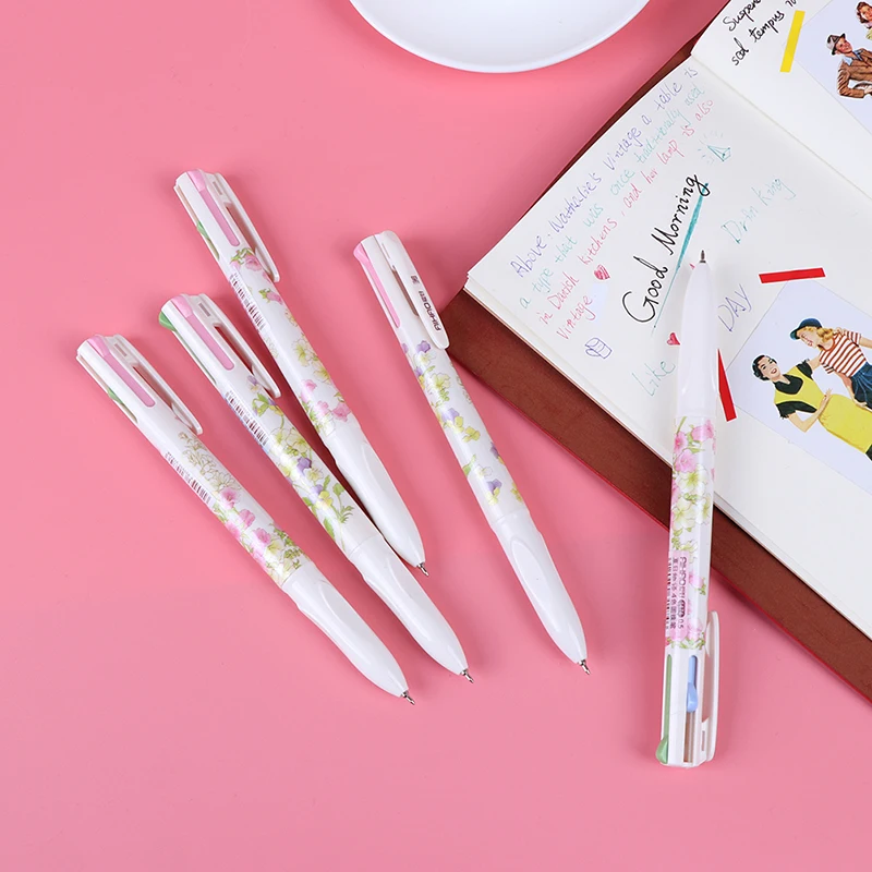 Summer Flower 4 Colour Retractable Ballpoint Pen Black Blue Red Green Ink Rubber Grip Stationery Office School Supplies
Summer Flower 4 Colour Retractable Ballpoint Pen Black Blue Red Green Ink Rubber Grip Stationery Office School Supplies
