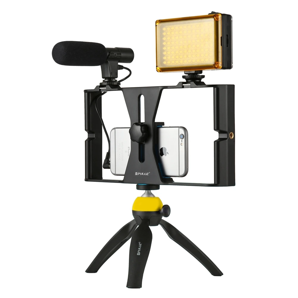 Multi Set Sale 2/3/4/5 in 1 Smart Phone Video Rig Mount + Stereo Microphone LED Studio Light Mini Tripod Factory Promotion | Электроника