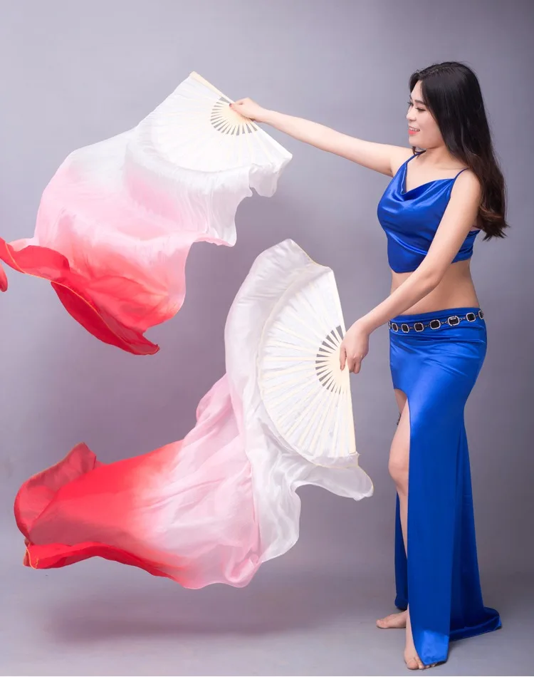

Hot Sell Cheap Kids Women Belly Dancing Fan Veils 2 Pair Gradient Color Dancer Practice Long Fan Props 120cm/150cm/180cm X