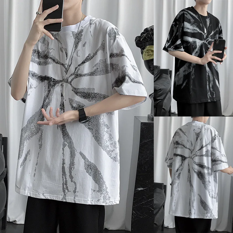 2021 Summer Hong Kong Style Irregular Tie-dye T-shirt Male Harajuku Style Bf Round Neck Shirt Trendy Tops Loose Personality
2021 Summer Hong Kong Style Irregular Tie-dye T-shirt Male Harajuku Style Bf Round Neck Shirt Trendy Tops Loose Personality