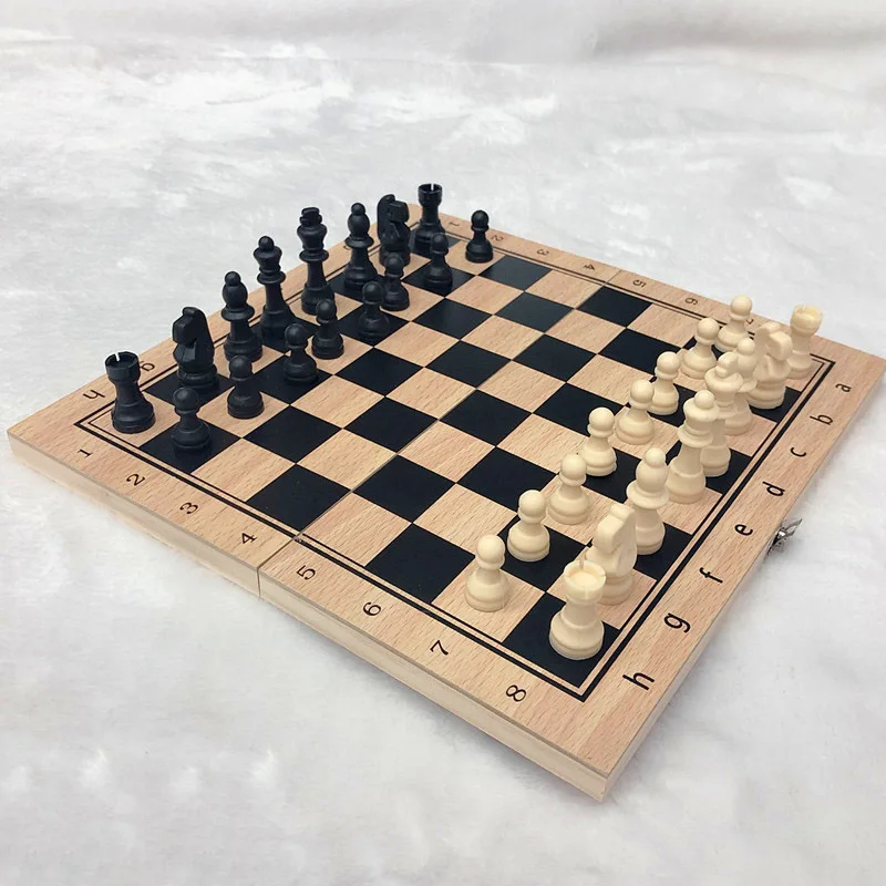 Шахматная игра 3 в 1 шашки с нардом пластиковые шахматы деревянной складной