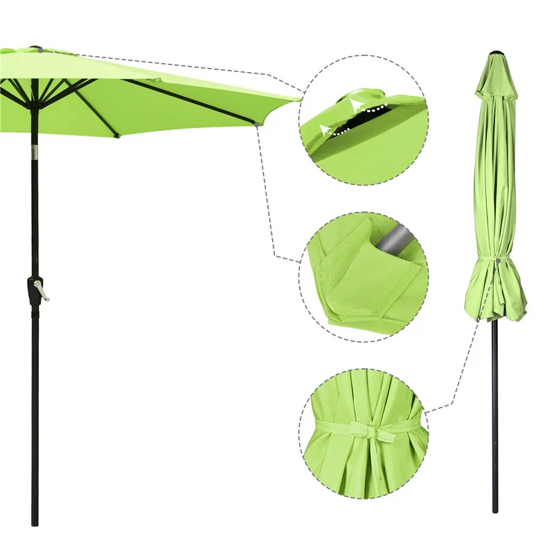 9' Outdoor Umbrella Patio 8 Ribs Market Garden Crank Tilt Beach Sunshade Parasol
9' Outdoor Umbrella Patio 8 Ribs Market Garden Crank Tilt Beach Sunshade Parasol