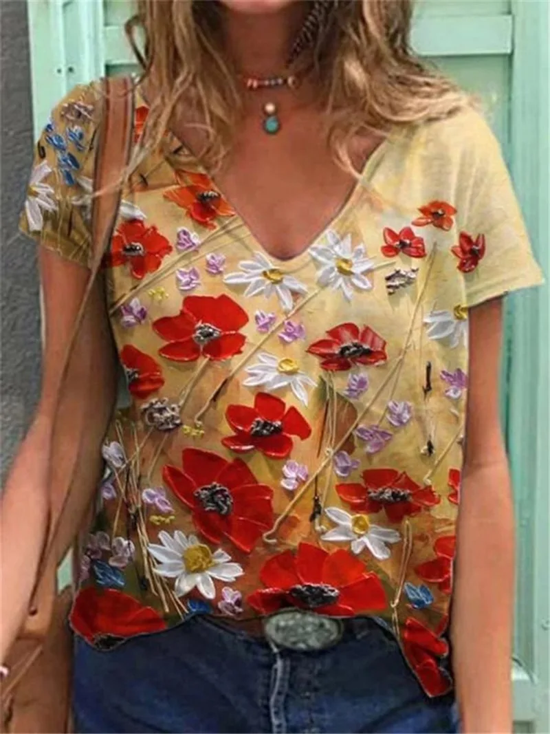 T-shirt Women Graphic Tee Shirts Clothing Plus Size Summer New Fashion V-neck Flower Print Short Sleeve Casual Loose Y2k Top
T-shirt Women Graphic Tee Shirts Clothing Plus Size Summer New Fashion V-neck Flower Print Short Sleeve Casual Loose Y2k Top