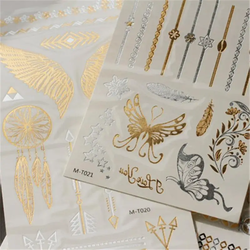 Bronzing Silver Tattoo Stickers Sexy Summer Waterproof Temporary Gold Silver Tattoo Women Henna Flower Taty Fashion Design
Bronzing Silver Tattoo Stickers Sexy Summer Waterproof Temporary Gold Silver Tattoo Women Henna Flower Taty Fashion Design