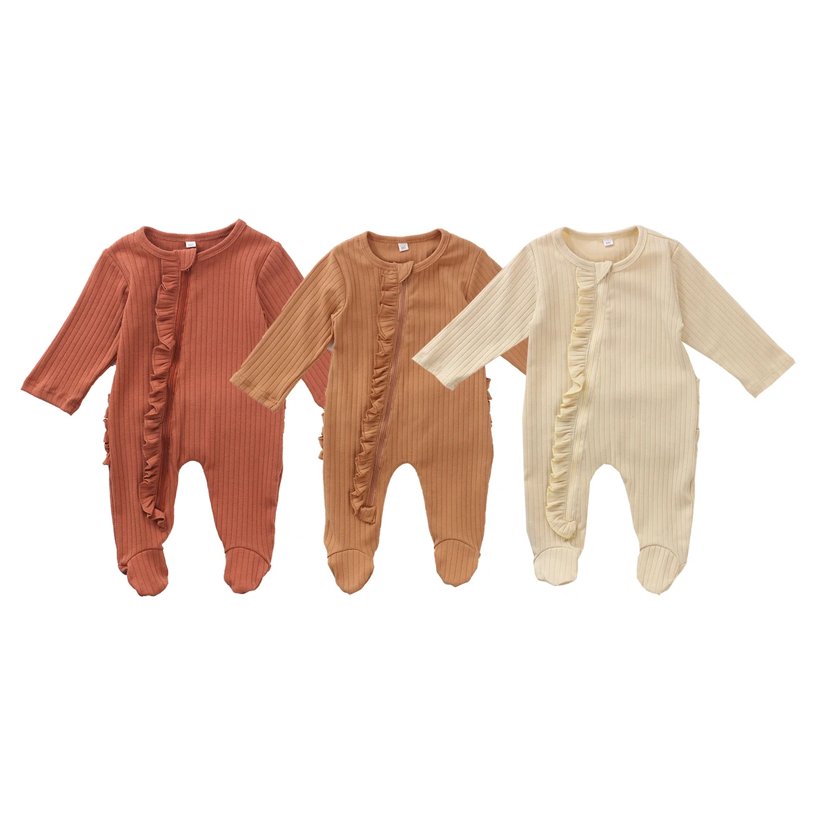 AA Autumn Newborn Rompers One-piece Infant Solid Color Long Sleeve Round Neck Ruffle Nightclothes Zipper Knitted Baby Girl 
AA Autumn Newborn Rompers One-piece Infant Solid Color Long Sleeve Round Neck Ruffle Nightclothes Zipper Knitted Baby Girl