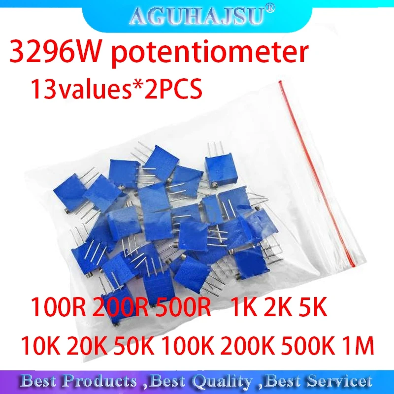 3296W потенциометр 13 ценности * 2 шт 100R 200R 500R 1K, 2K 5K 10K 20K 50K 100K 200K 500K 1 м переменная набор резисторов
3296W потенциометр 13 ценности * 2 шт 100R 200R 500R 1K, 2K 5K 10K 20K 50K 100K 200K 500K 1 м переменная набор резисторов