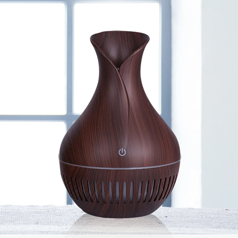 130Ml Air Humidifier Ultrasonic Usb Electric Aroma Essential Oil Diffuser Wood Grain Mist Maker Led Light for Home Dark Gra | Бытовая