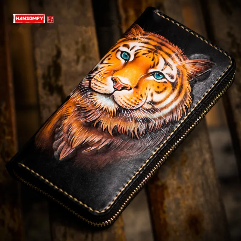 2019 Retro Genuine leather Men's wallet tiger long zipper clutch bag engraving male wallets wealth cloth card holder coin purses
2019 Retro Genuine leather Men's wallet tiger long zipper clutch bag engraving male wallets wealth cloth card holder coin purses