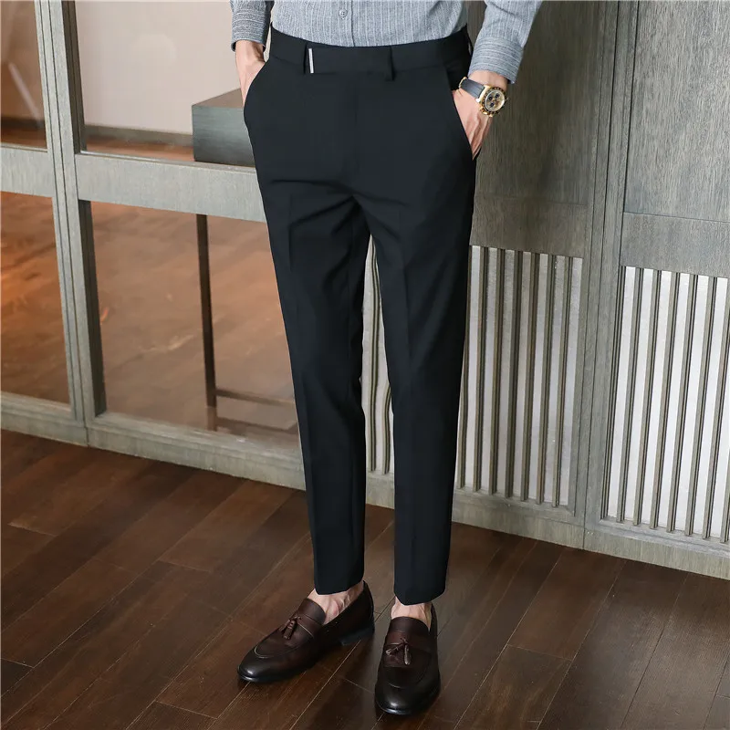 British Style Autumn New Pantalon Homme Fashion Metal Decor Mid Waist Dress Pants Men Clothing Slim Fit Casual Office Trousers
British Style Autumn New Pantalon Homme Fashion Metal Decor Mid Waist Dress Pants Men Clothing Slim Fit Casual Office Trousers