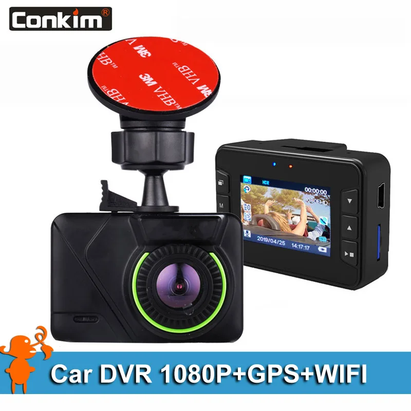 

Conkim New Car Cameras WIFI GPS Novatek 96658 IMX323 CMOS 1080P Full HD Car DVR GPS Logger Auto Recorder 145 Degree Wide Angle