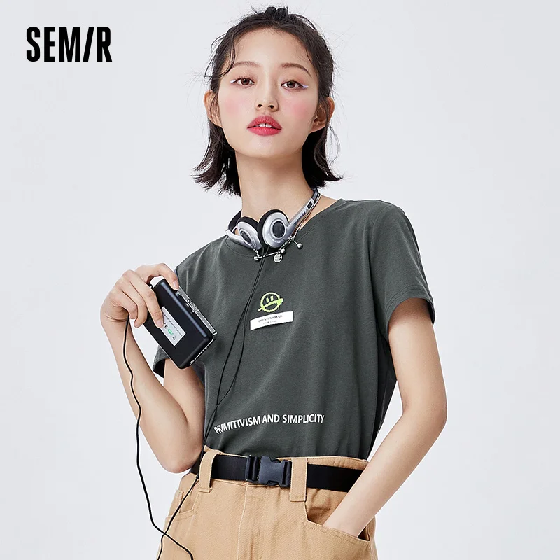 SEMIR Short Sleeve T-Shirts Women 2021 New T Shirt Summer Clothes Bottoming Clothes Cotton Loose Tops Ins Style
SEMIR Short Sleeve T-Shirts Women 2021 New T Shirt Summer Clothes Bottoming Clothes Cotton Loose Tops Ins Style