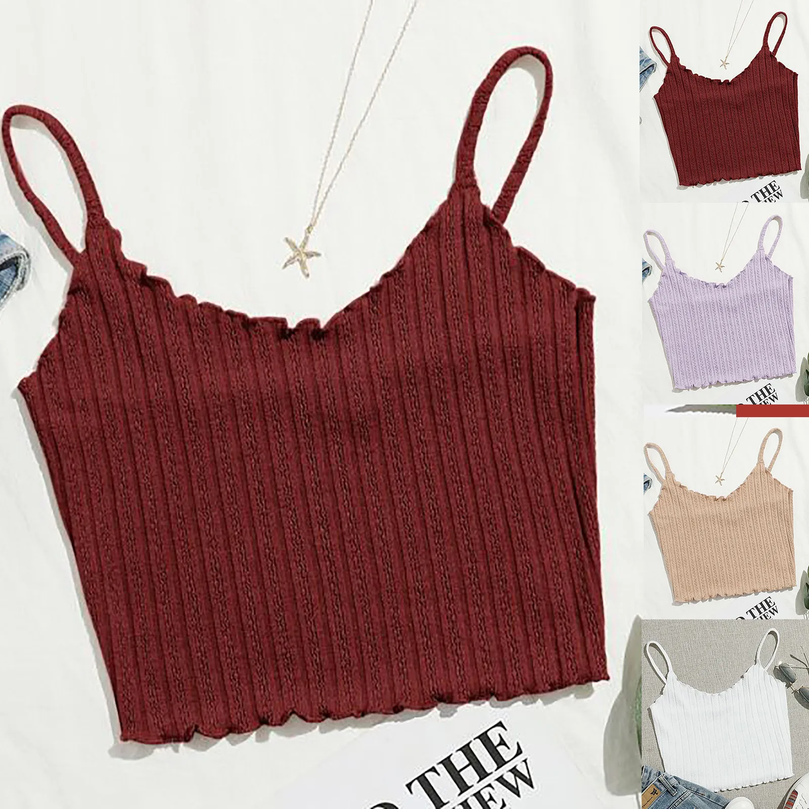 Women's Vest Solid Color Short Camisole Pullover y2k Summer Fashion Casual Ladies Tank Top Cami Crop Tops 2021 ropa de mujer 
Women's Vest Solid Color Short Camisole Pullover y2k Summer Fashion Casual Ladies Tank Top Cami Crop Tops 2021 ropa de mujer