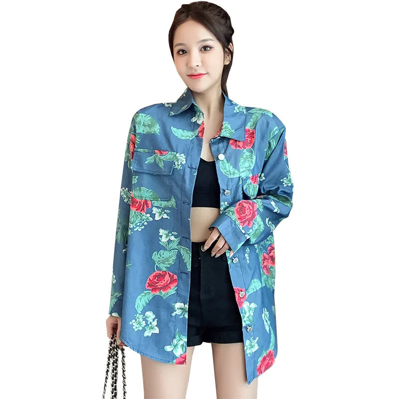 Make female floral shirt design feeling autumn outfit new thin loose small retro long sleeve jackets 
Make female floral shirt design feeling autumn outfit new thin loose small retro long sleeve jackets