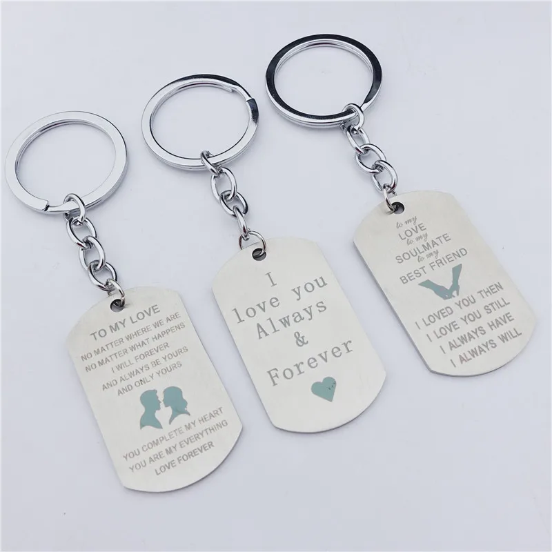 

12 Pieces Stainless Steel Keychains I Love You Forever Keyring Couples Lovers' Jewelry To My Love Mix Styles