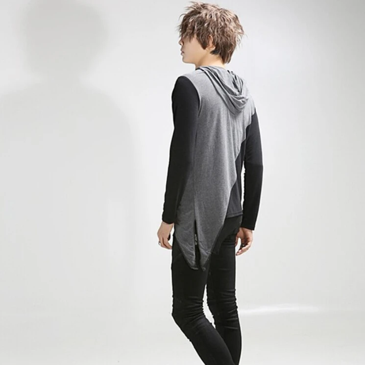 Men summer asymmetric design patchwork hip hop long sleeve hooded t shirt men nightclub stage costume punk tee shirts tops
Men summer asymmetric design patchwork hip hop long sleeve hooded t shirt men nightclub stage costume punk tee shirts tops