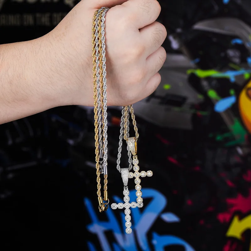 Hip Hop Micro Pave Cubic Ziaconia Bling Iced Out Cross Pendants Necklace Gold Color AAA CZ Necklaces Men Women Fashion Jewelry
Hip Hop Micro Pave Cubic Ziaconia Bling Iced Out Cross Pendants Necklace Gold Color AAA CZ Necklaces Men Women Fashion Jewelry