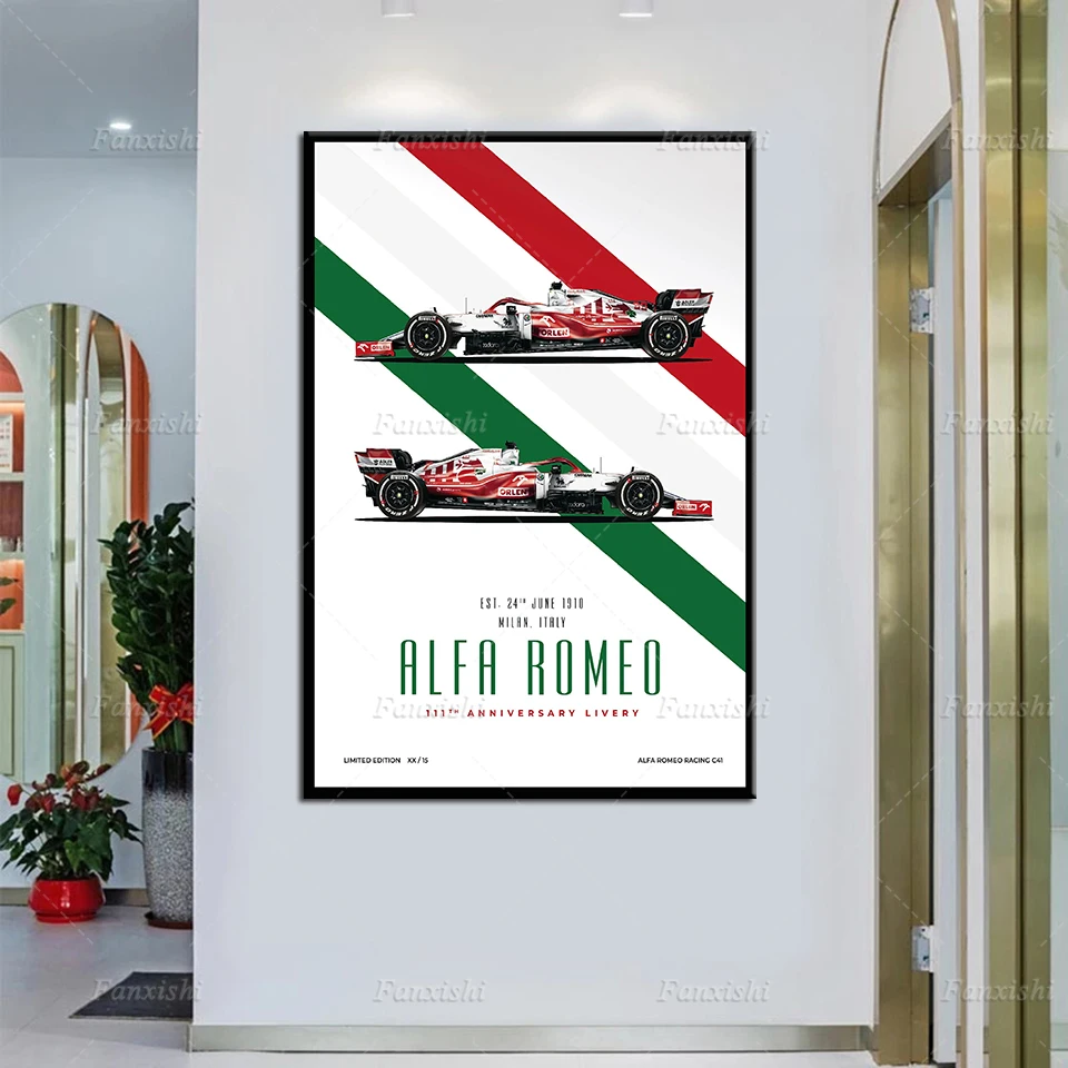 F1 Car Alfa Romeo 111th Anniversary Livery - Legends Poster Wall Art Canvas Painting Prints Modular Pictures Home Decor Man Gift
F1 Car Alfa Romeo 111th Anniversary Livery - Legends Poster Wall Art Canvas Painting Prints Modular Pictures Home Decor Man Gift