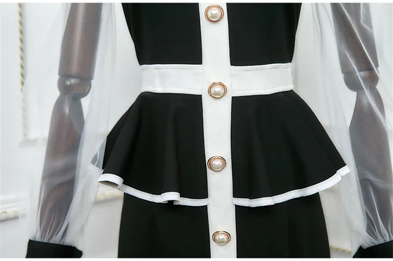 Korea Autumn New Fashion 2020 Women Square Collar Long Sleeve Black White Spliced Pearl Button Ruffles Elasticity Bodycon Dress
Korea Autumn New Fashion 2020 Women Square Collar Long Sleeve Black White Spliced Pearl Button Ruffles Elasticity Bodycon Dress
